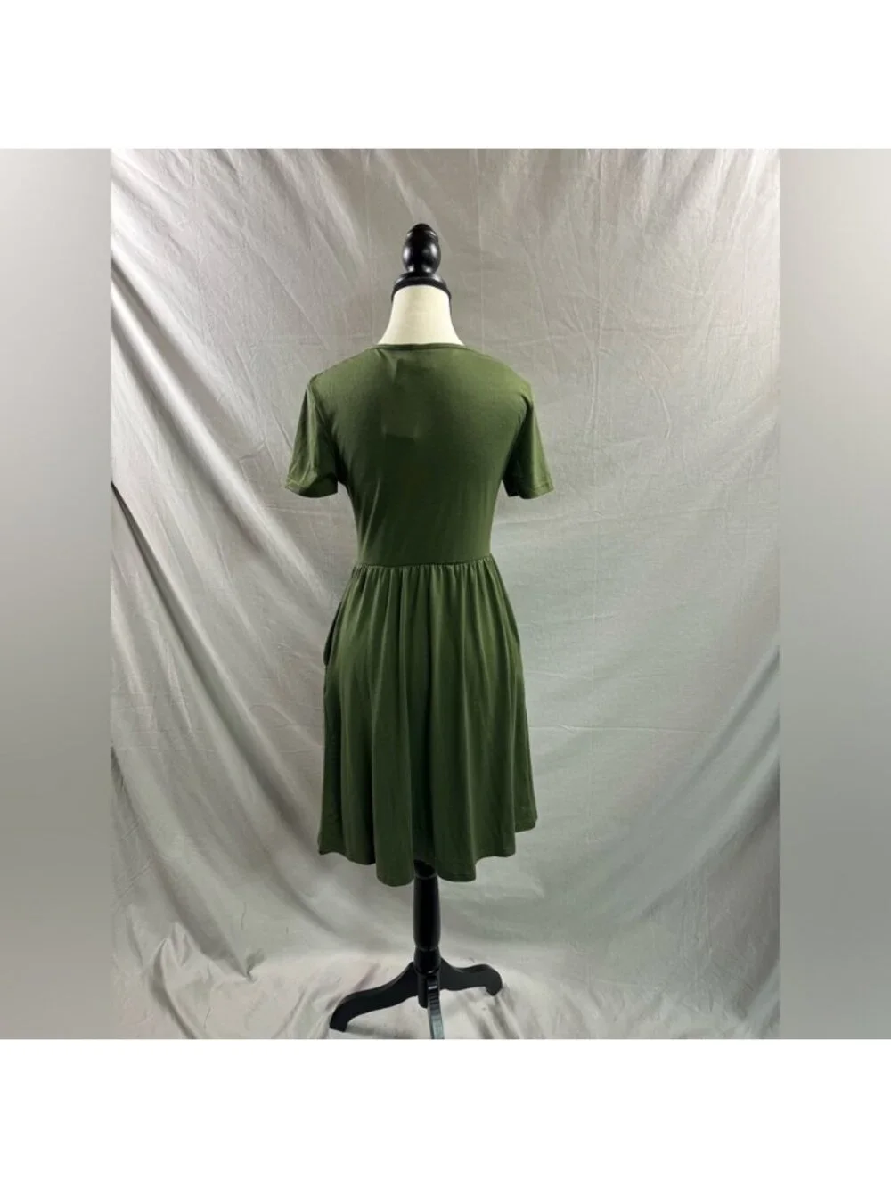 LAST ONE 🔥 Army Green A-Line Dress With Pockets - Picture 8 of 8